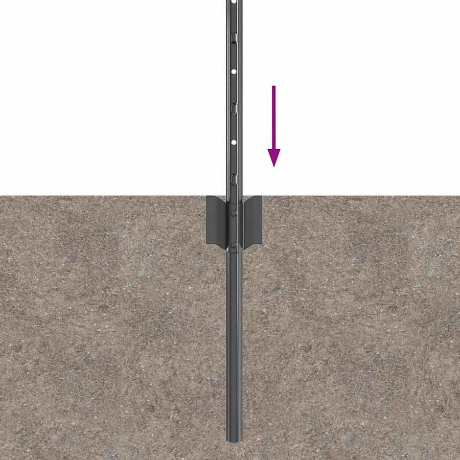 Afrasteringspaal 22 pcs Grijs 100 cm Staal