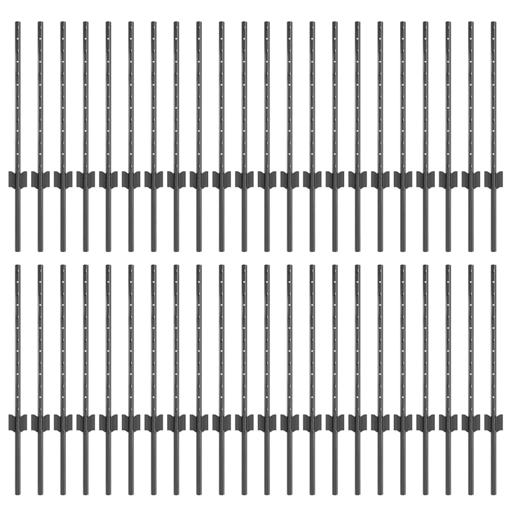 Afrasteringspaal 44 Pcs Grijs Staal Staal/grijs