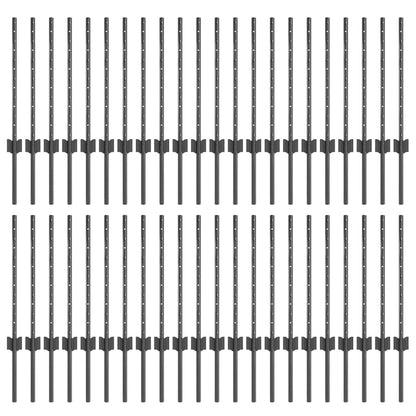 Afrasteringspaal 44 Pcs Grijs Staal Staal/grijs