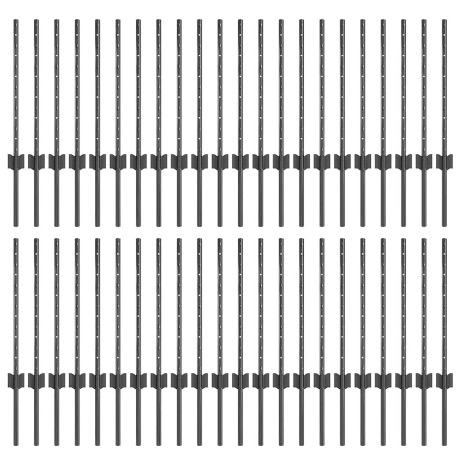 Afrasteringspaal 44 Pcs Grijs Staal Staal/grijs