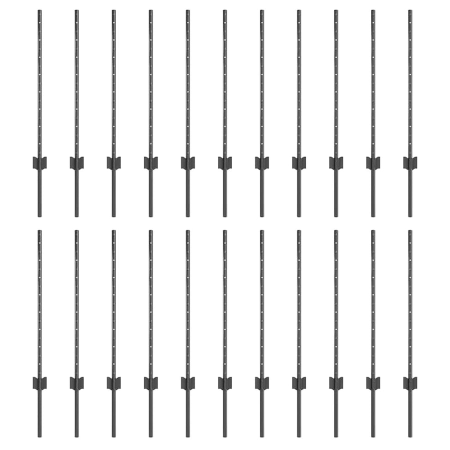 Afrasteringspaal 22 pcs Grijs 120 cm Staal