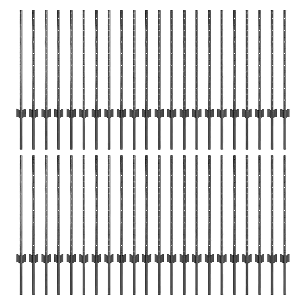 Afrasteringspaal 44 pcs Grijs 120 cm Staal