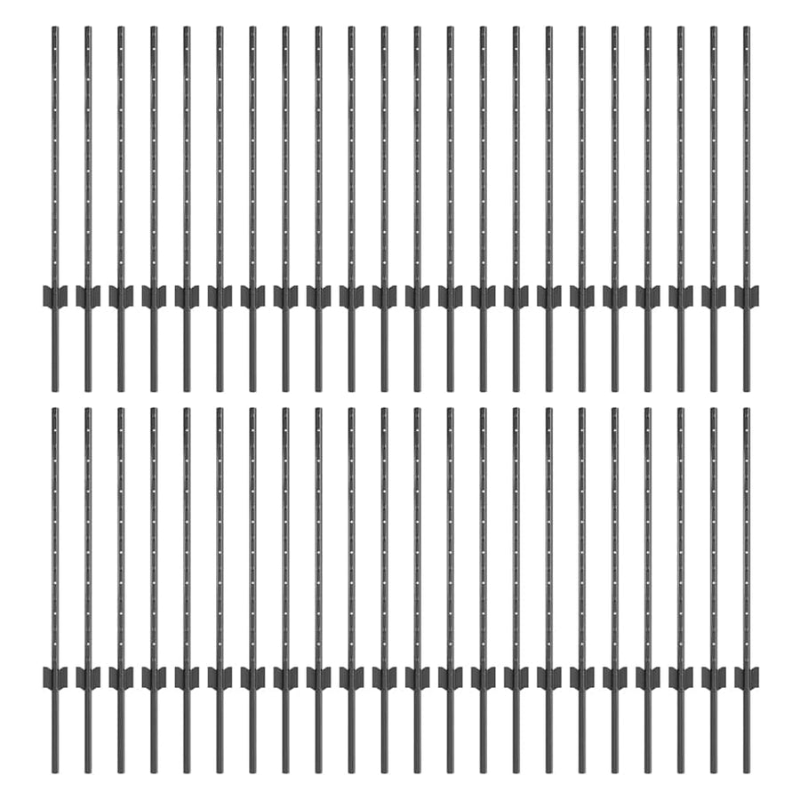 Afrasteringspaal 44 pcs Grijs 120 cm Staal
