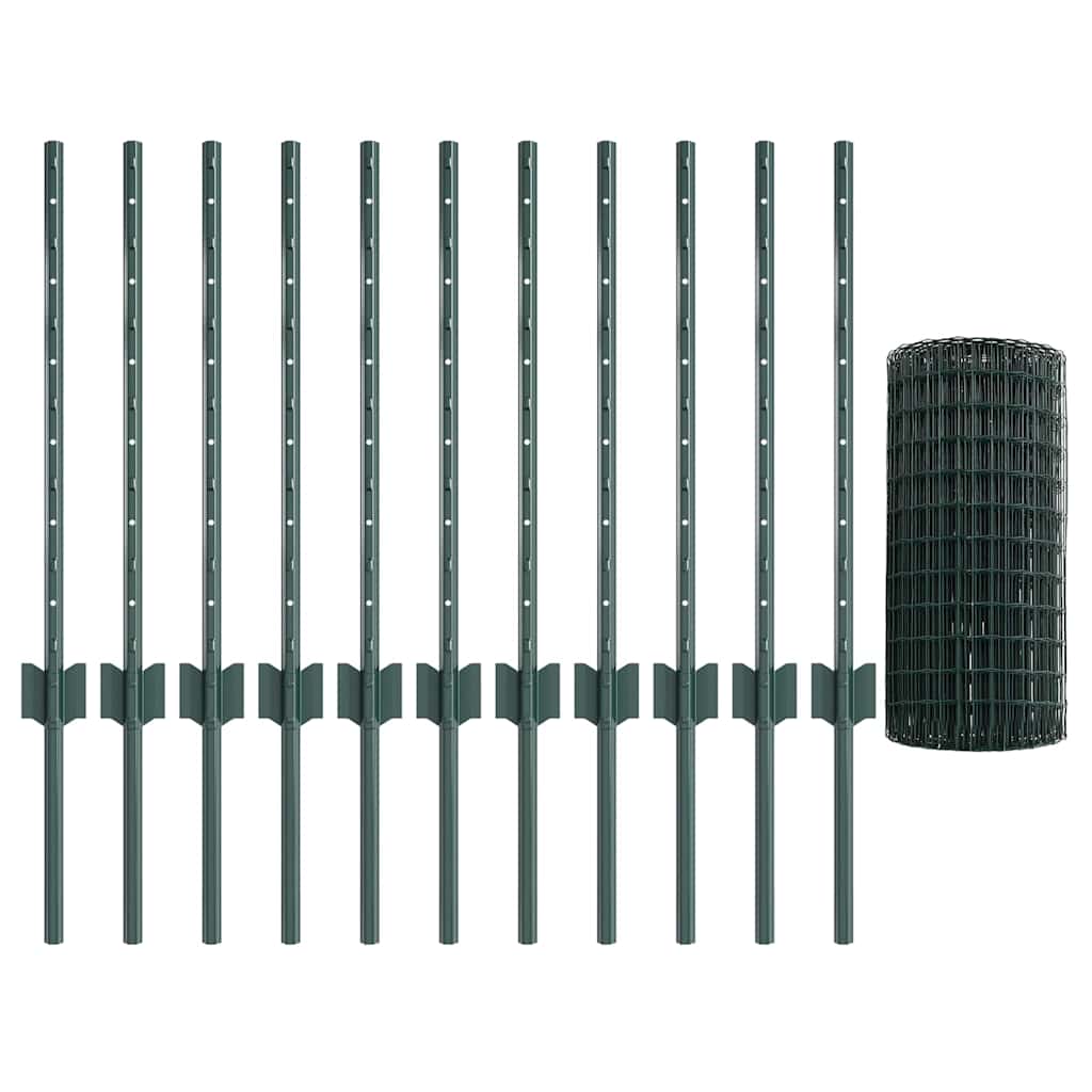 Hek Met Paal 0,6 X 25 M Staal En Pvc Groen 25 x 0,6 m hek (5 x 5 cm gaas)