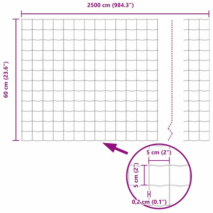 Hek Met Paal 0,6 X 25 M Staal En Pvc Groen 25 x 0,6 m hek (5 x 5 cm gaas)
