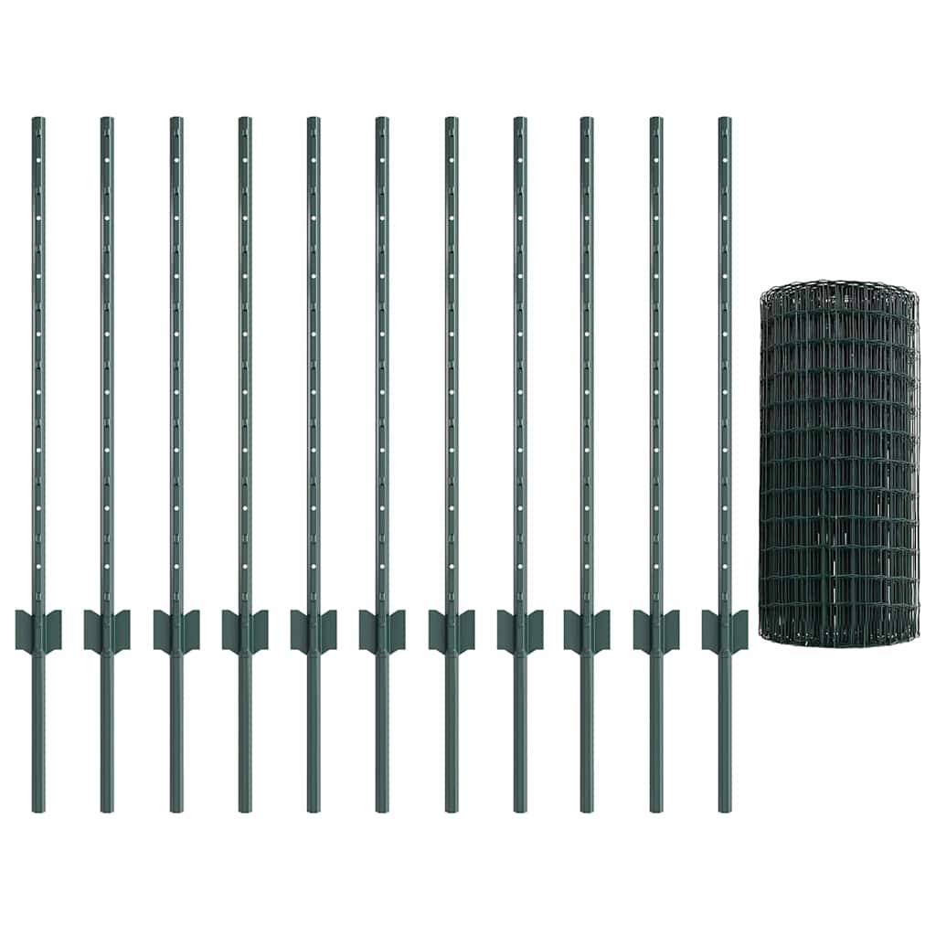 Hek Met Paal 0,8 X 25 M Staal En Pvc Groen 25 x 0,8 m schutting (5 x 5 cm gaas)