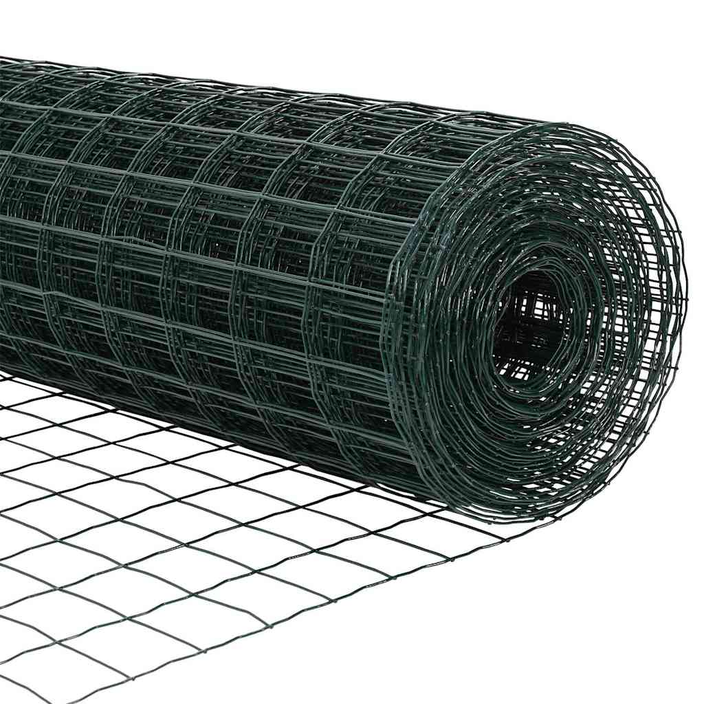 Hek Met Paal 0,8 X 25 M Staal En Pvc Groen 25 x 0,8 m hek (5 x 7,5 cm gaas)
