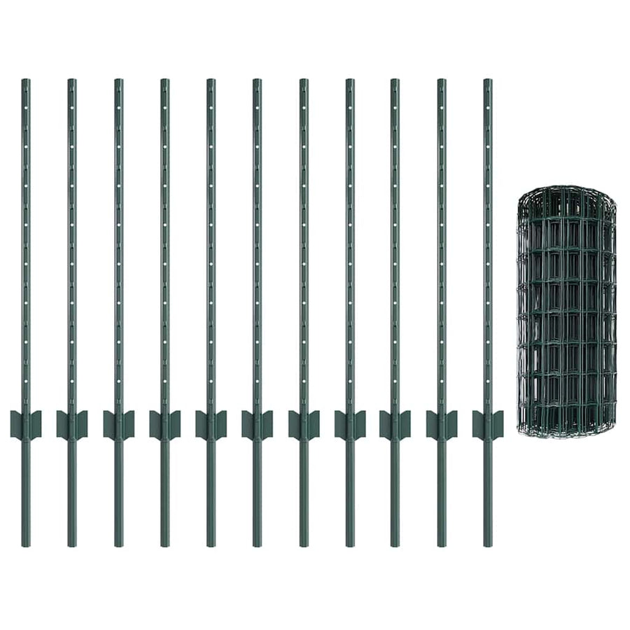 Hek Met Paal 0,8 X 25 M Staal En Pvc Groen 25 x 0,8 m hek (5 x 10 cm gaas)