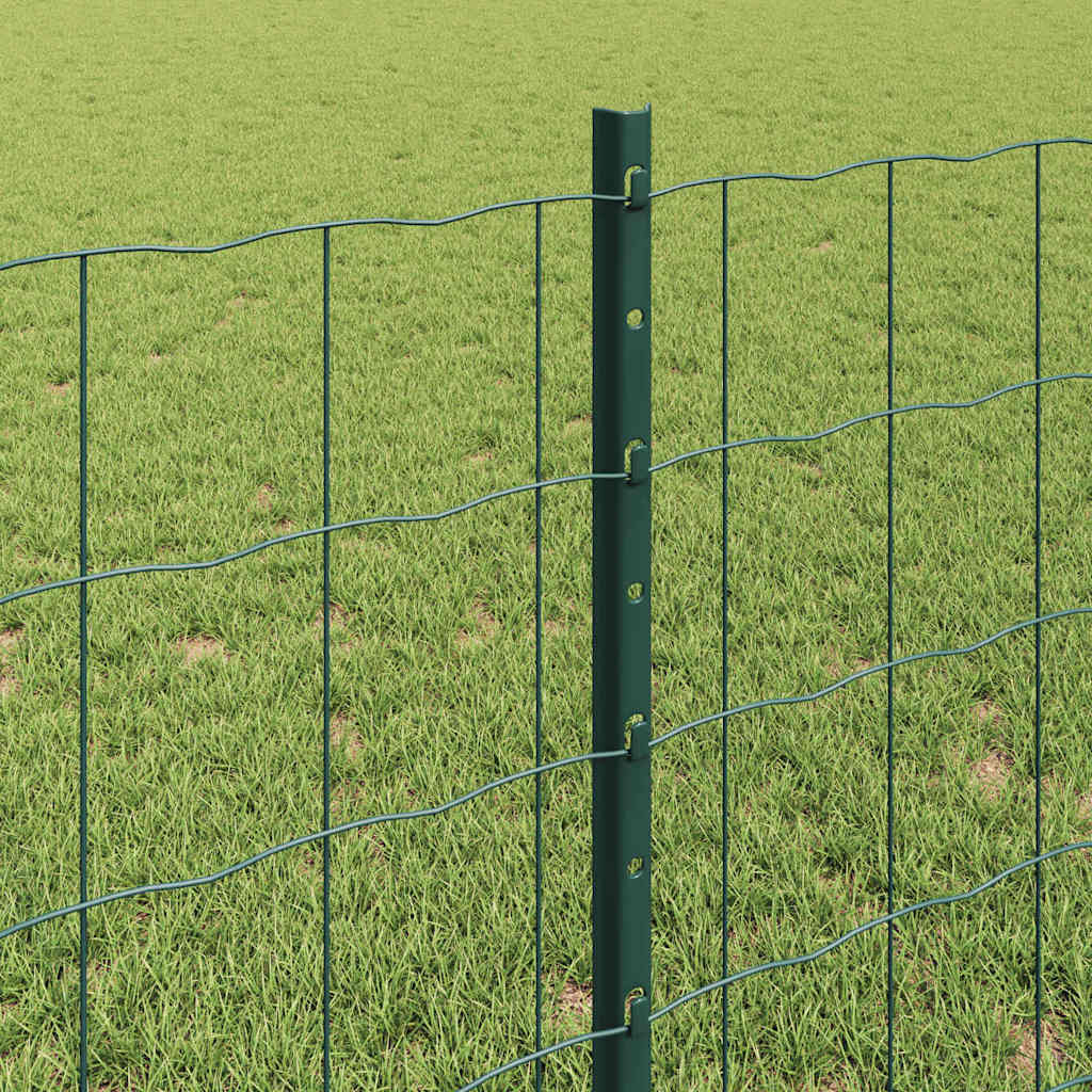 Hek Met Paal 0,8 X 25 M Staal En Pvc Groen 25 x 0,8 m hek (7,5 x 10 cm gaas)