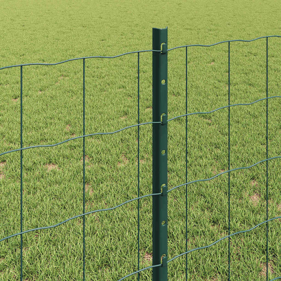 Hek Met Paal 0,8 X 25 M Staal En Pvc Groen 25 x 0,8 m hek (7,5 x 10 cm gaas)