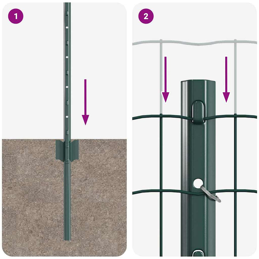 Hek Met Paal 0,8 X 25 M Staal Groen 25 x 0,8 m hek (10 x 10 cm maas)