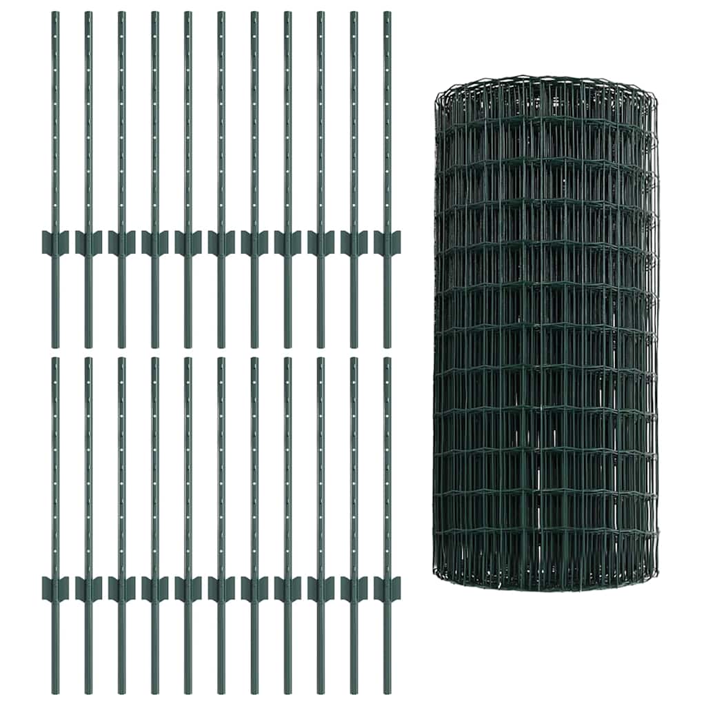 Hek Met Paal 0,6 X 50 M Staal En Pvc Groen 50 x 0,6 m hek (5 x 5 cm gaas)