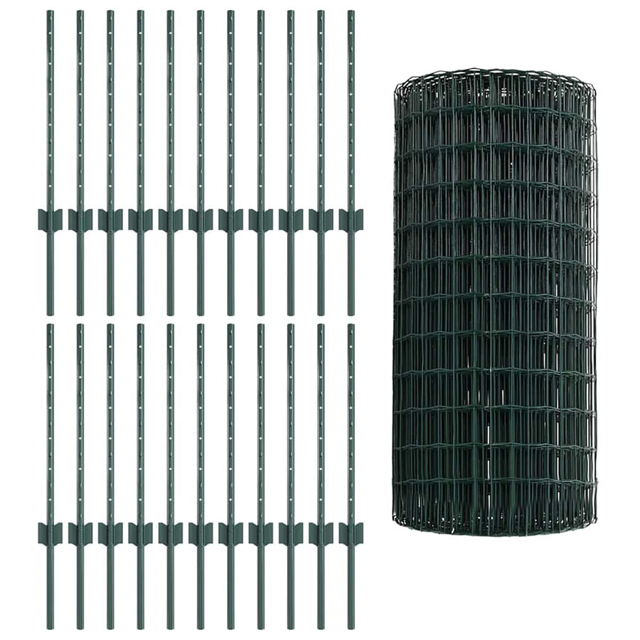 Hek Met Paal 0,6 X 50 M Staal En Pvc Groen 50 x 0,6 m hek (5 x 5 cm gaas)