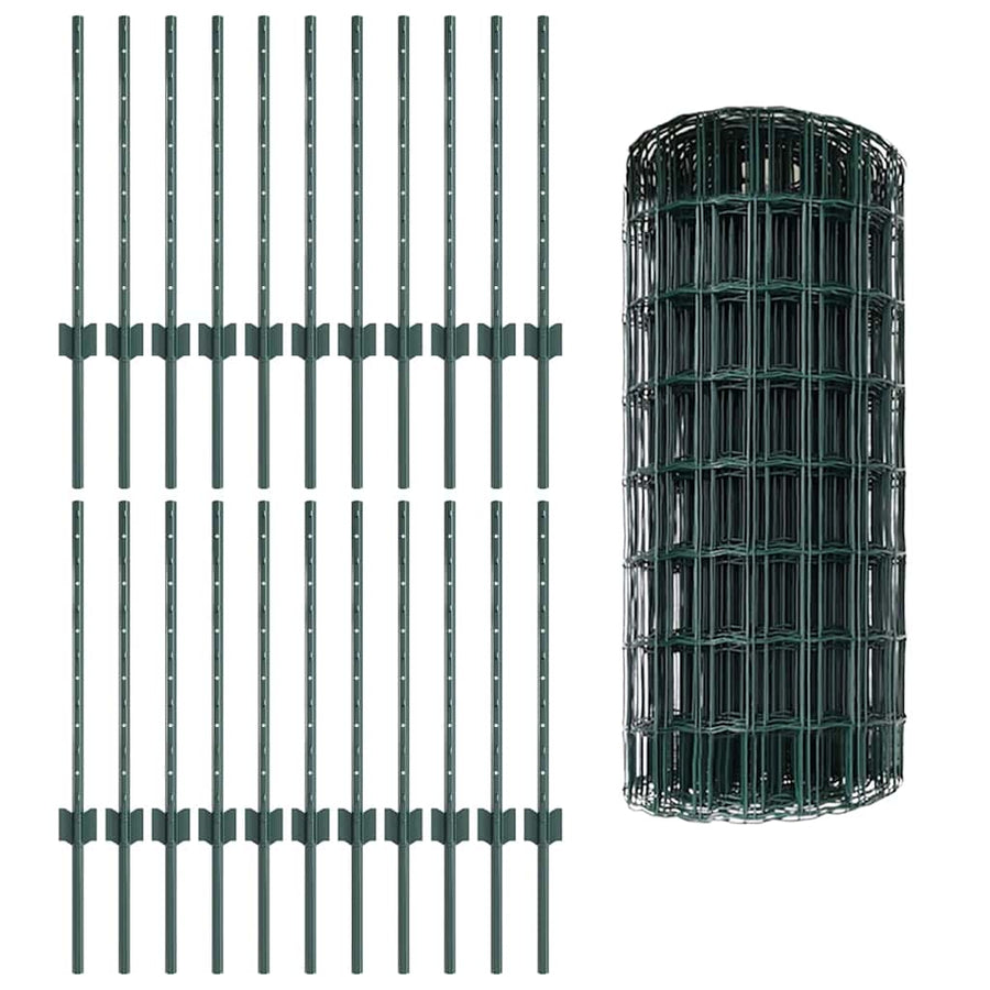 Hek Met Paal 0,6 X 50 M Staal En Pvc Groen 50 x 0,6 m hek (5 x 10 cm gaas)