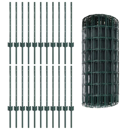 Hek Met Paal 0,6 X 50 M Staal En Pvc Groen 50 x 0,6 m omheining (7,7 x 6,4 cm gaas)