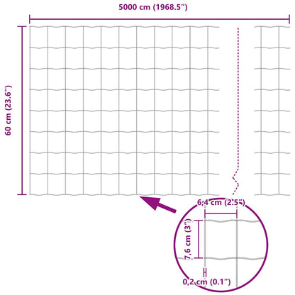 Hek Met Paal 0,6 X 50 M Staal En Pvc Groen 50 x 0,6 m omheining (7,7 x 6,4 cm gaas)