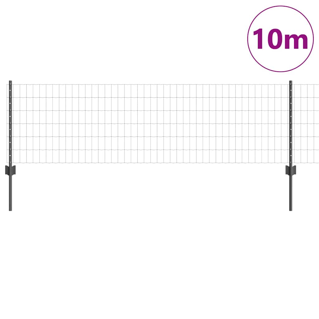 Euro-hek met palen 10 x 0,6 m PVC-Coated Staal Grijs Mesh