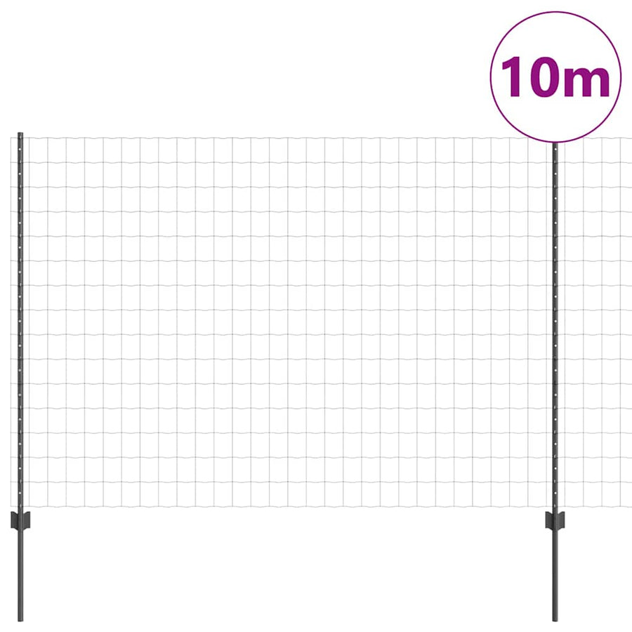 Hek met Paal Grijs 1,5 x 10 m Staal en PVC