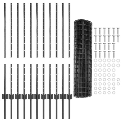 Hek met Paal Grijs 1 x 25 m Staal en PVC