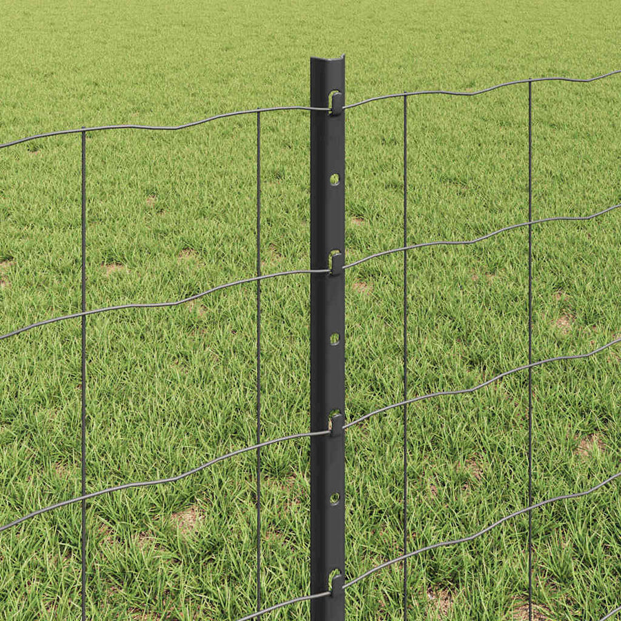 Hek met Paal Grijs 0,6 x 50 m Staal en PVC