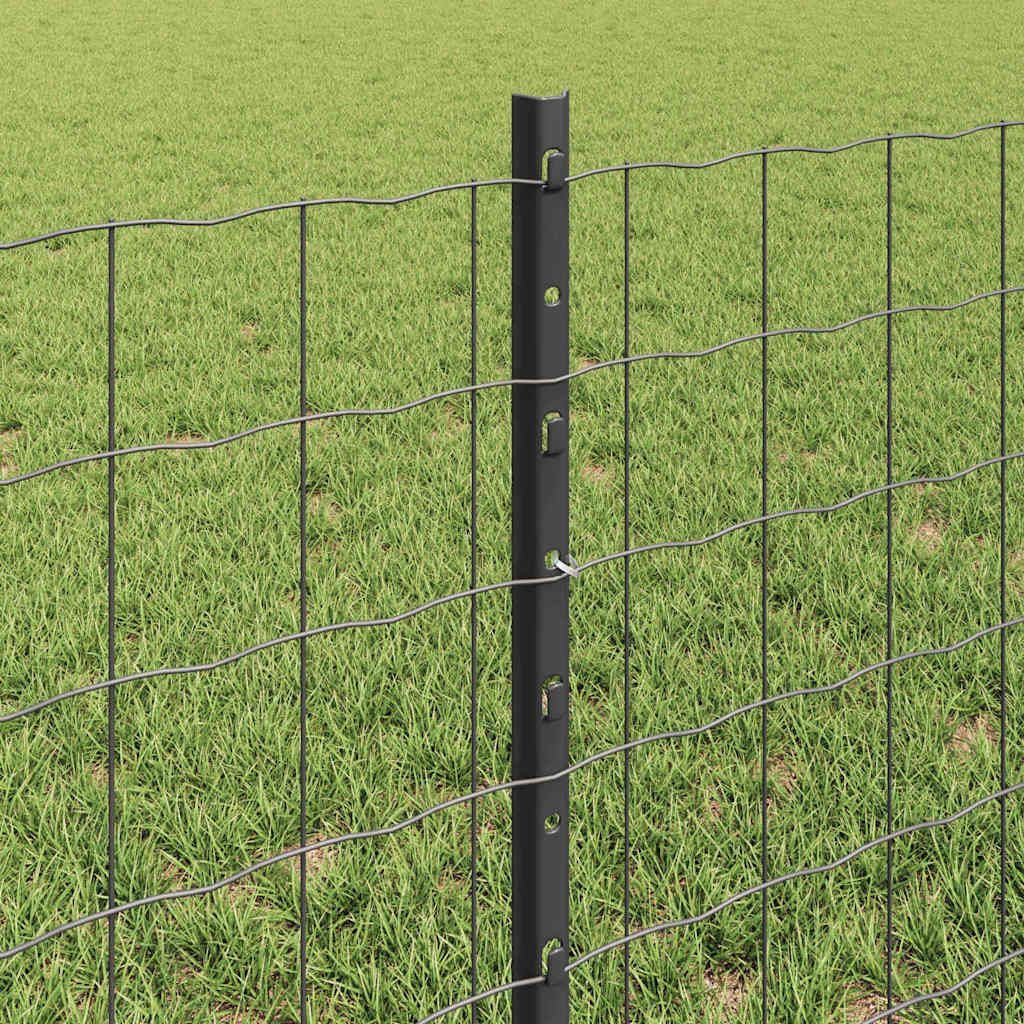 Hek met Paal Grijs 0,6 x 25 m Staal en PVC