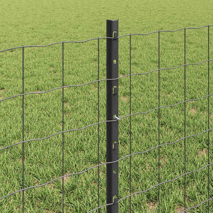 Hek met Paal Grijs 0,6 x 25 m Staal en PVC