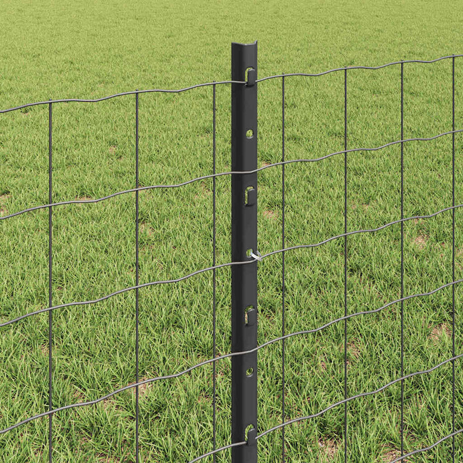 Hek met Paal Grijs 0,6 x 25 m Staal en PVC