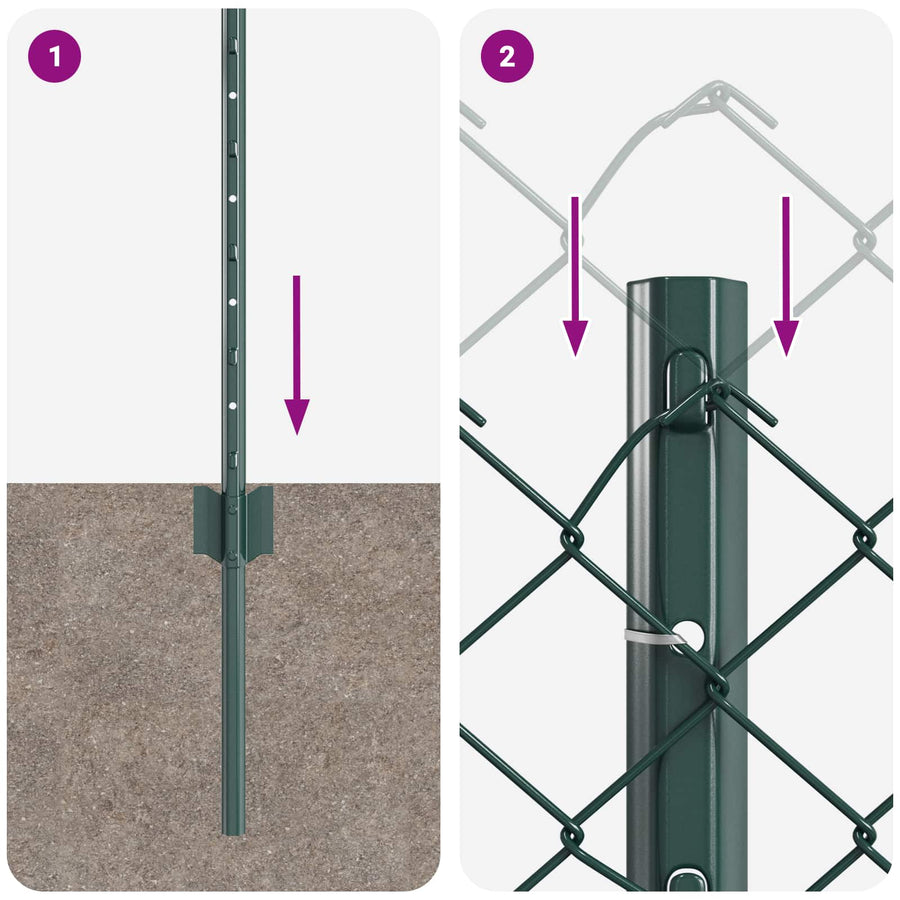 Hek Met Paal 0,6 X 25 M Staal En Pvc Groen 25 x 0,6 m hek (4 x 4 cm gaas)