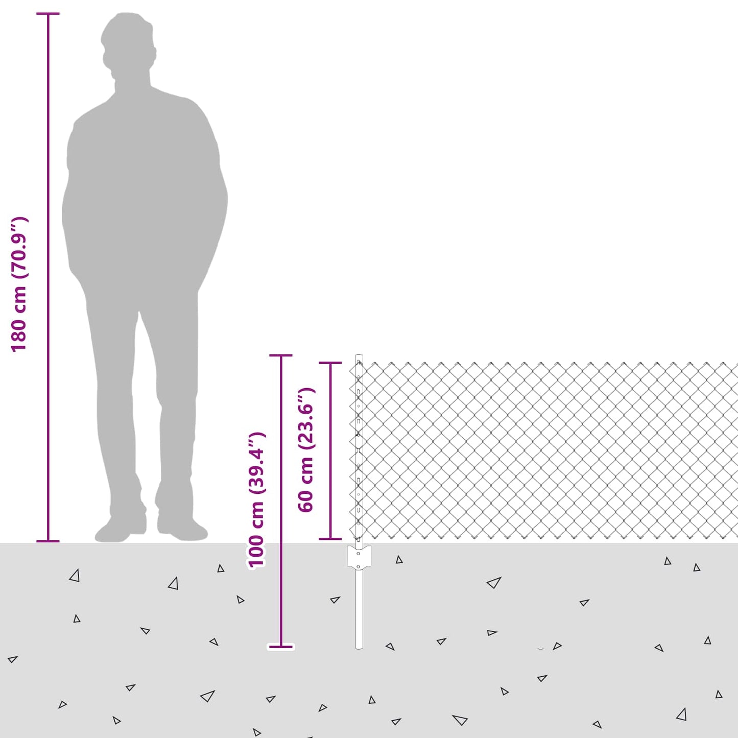 Hek Met Paal 0,6 X 25 M Staal En Pvc Groen 25 x 0,6 m hek (4 x 4 cm gaas)