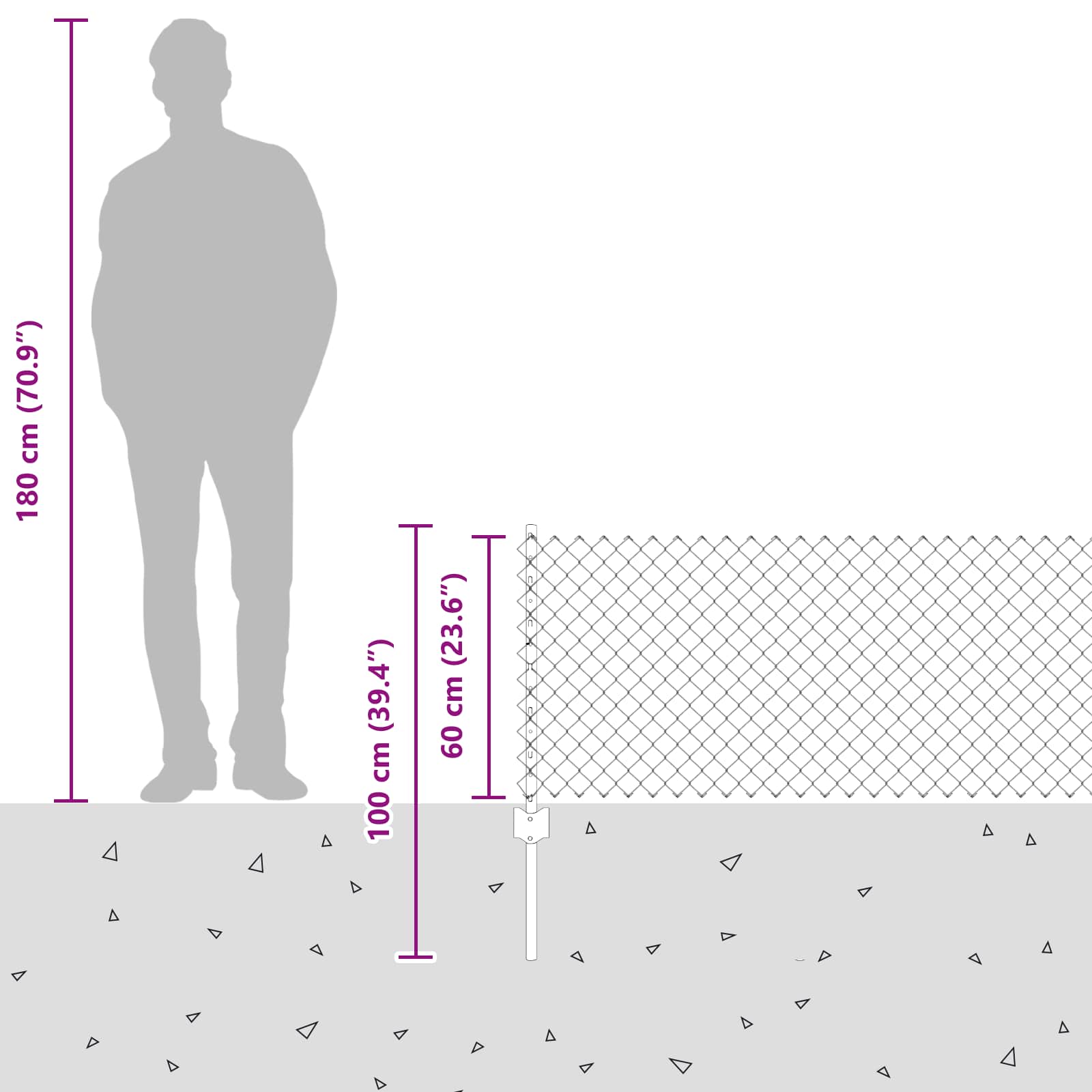 Hek Met Paal 0,6 X 25 M Staal En Pvc Groen 25 x 0,6 m hek (4 x 4 cm gaas)