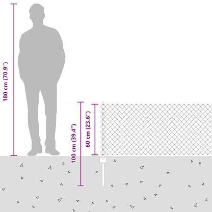 Hek Met Paal 0,6 X 25 M Staal En Pvc Groen 25 x 0,6 m hek (4 x 4 cm gaas)