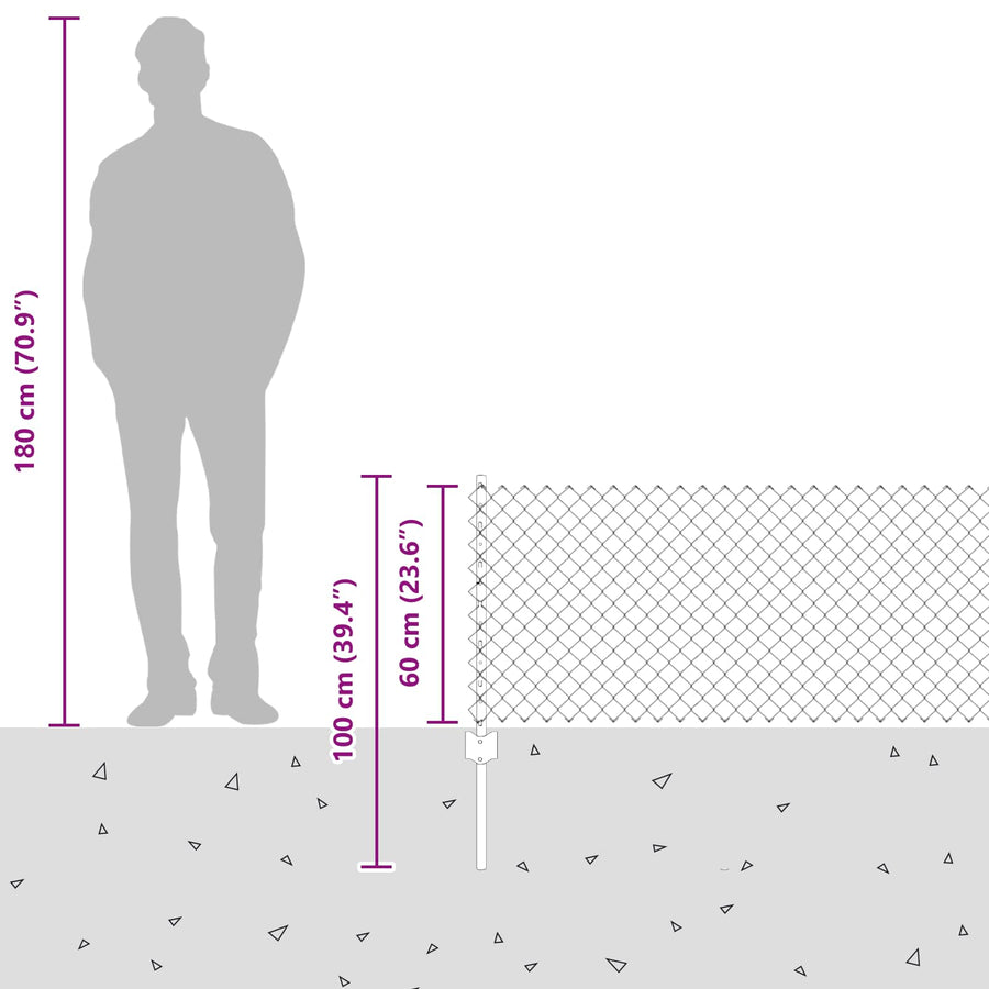 Hek Met Paal 0,6 X 25 M Staal En Pvc Groen 25 x 0,6 m hek (4 x 4 cm gaas)