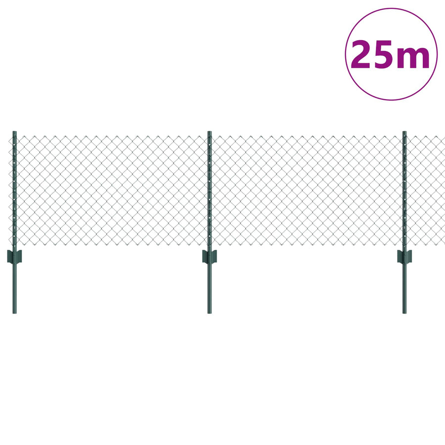 Hek Met Paal 0,6 X 25 M Staal En Pvc Groen 25 x 0,6 m hek (4 x 4 cm gaas)