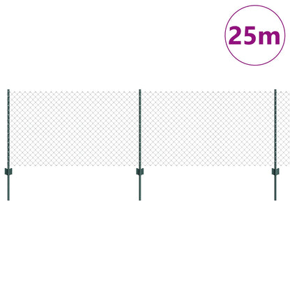 Hek Met Paal 0,8 X 25 M Staal En Pvc Groen 25 x 0,8 m omheining (4 x 4 cm gaas)
