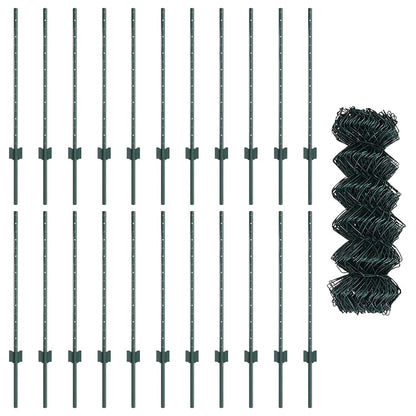 Hek Met Paal 0,8 X 25 M Staal Groen 25 x 0,8 m hek (6 x 6 cm gaas)