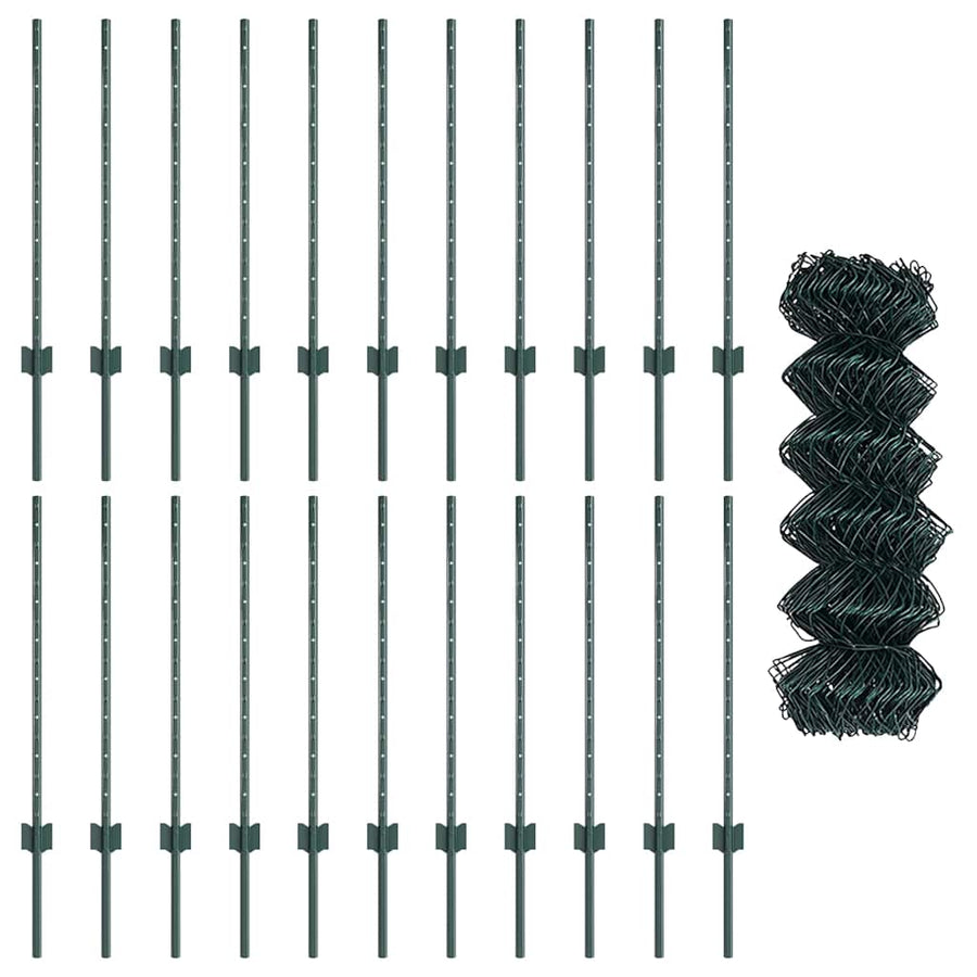 Hek Met Paal 0,8 X 25 M Staal Groen 25 x 0,8 m hek (6 x 6 cm gaas)