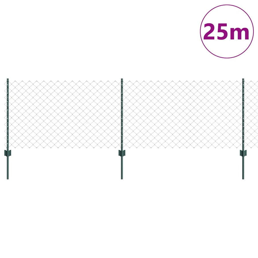 Hek Met Paal 0,8 X 25 M Staal Groen 25 x 0,8 m hek (6 x 6 cm gaas)