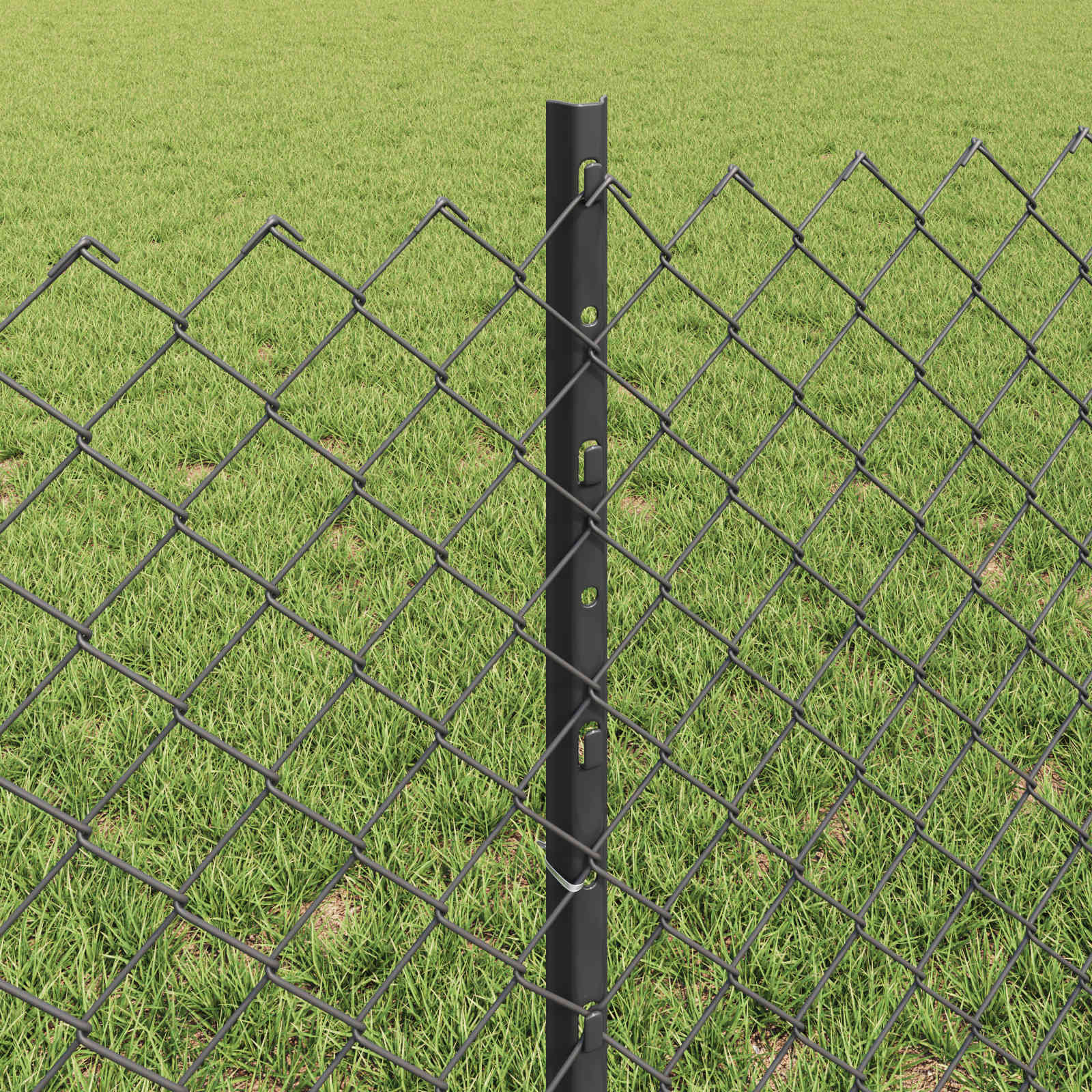 Hek met Paal Grijs 0,6 x 25 m Staal en PVC