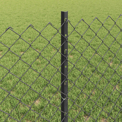 Hek met Paal Grijs 0,6 x 25 m Staal en PVC