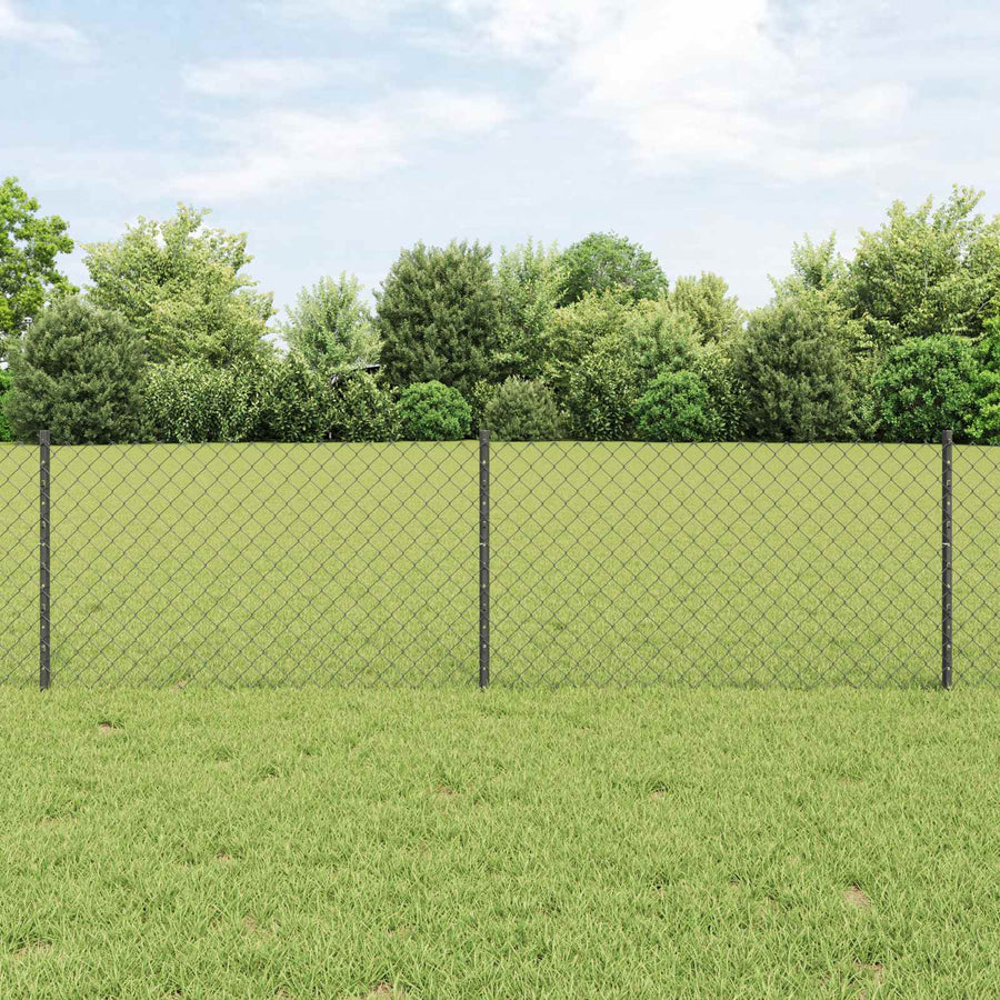 Hek met Paal Grijs 0,6 x 25 m Staal en PVC