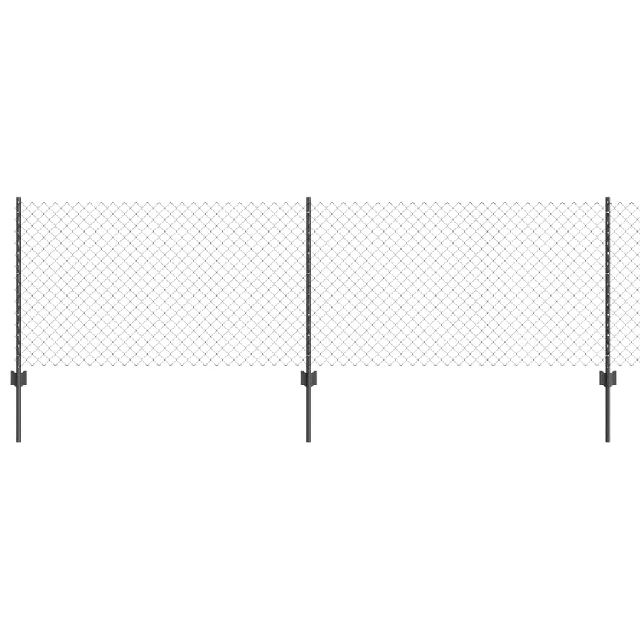 Hek met Paal Grijs 0,8 x 25 m Staal en PVC
