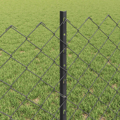 Hek met Paal Grijs 0,6 x 25 m Staal en PVC