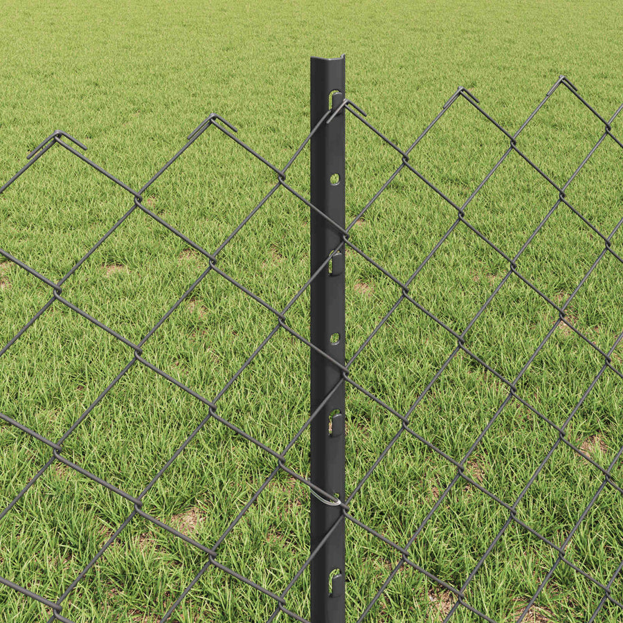 Hek met Paal Grijs 0,6 x 25 m Staal en PVC