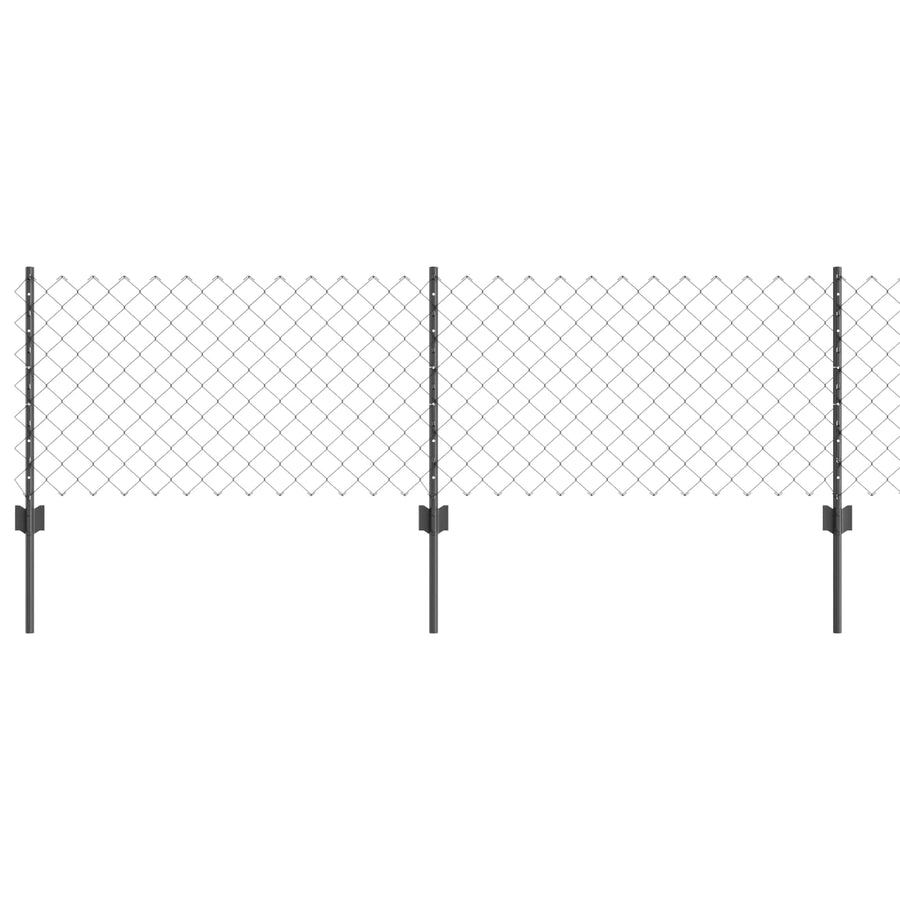 Hek met Paal Grijs 0,6 x 25 m Staal en PVC