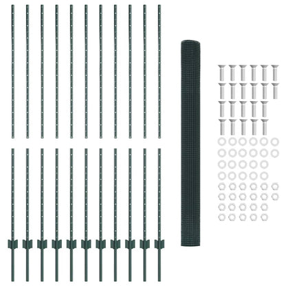 Hecke Met Palen 1,5 X 10 Cm Staal Groen 10 x 1,5 m hek (1,9 x 1,9 cm gaas)