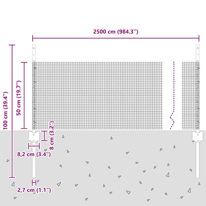 Hek Met Paal 0,5 X 25 M Staal Groen 25 x 0,5 m hek (1,2 x 1,2 cm gaas)