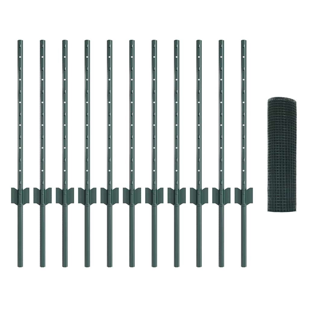 Hek Met Paal 0,5 X 25 M Staal Groen 25 x 0,5 m hek (1,6 x 1,6 cm gaas)