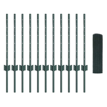 Hek Met Paal 0,5 X 25 M Staal Groen 25 x 0,5 m hek (1,6 x 1,6 cm gaas)