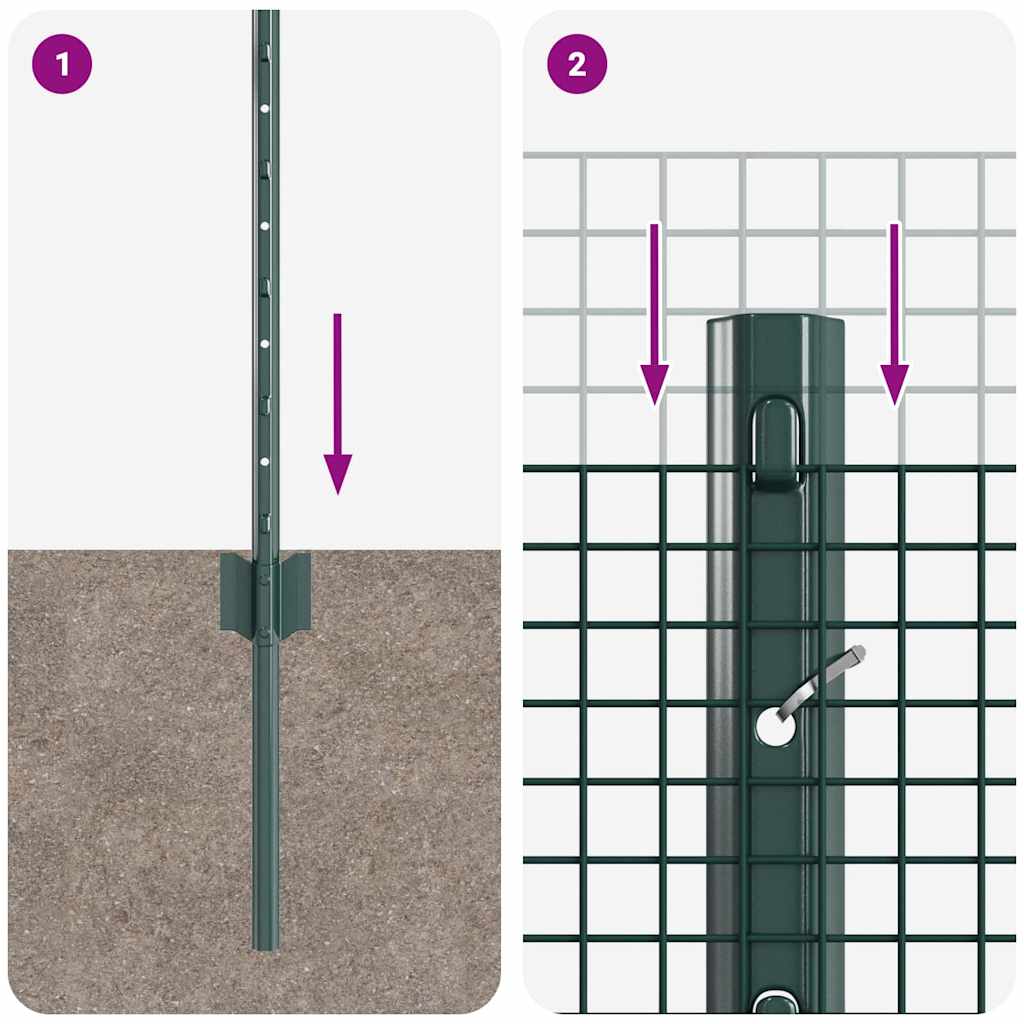 Hek Met Paal 0,5 X 25 M Staal Groen 25 x 0,5 m hek (1,6 x 1,6 cm gaas)