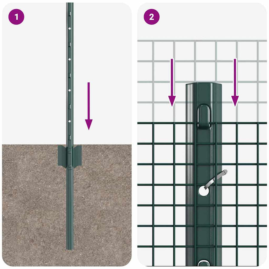 Hek Met Paal 0,5 X 25 M Staal Groen 25 x 0,5 m hek (1,6 x 1,6 cm gaas)